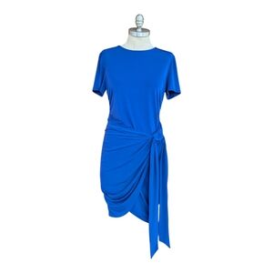 Maggy London Short Sleeve Ruched Mini Dress Blue "Vivienne" - Sz 10